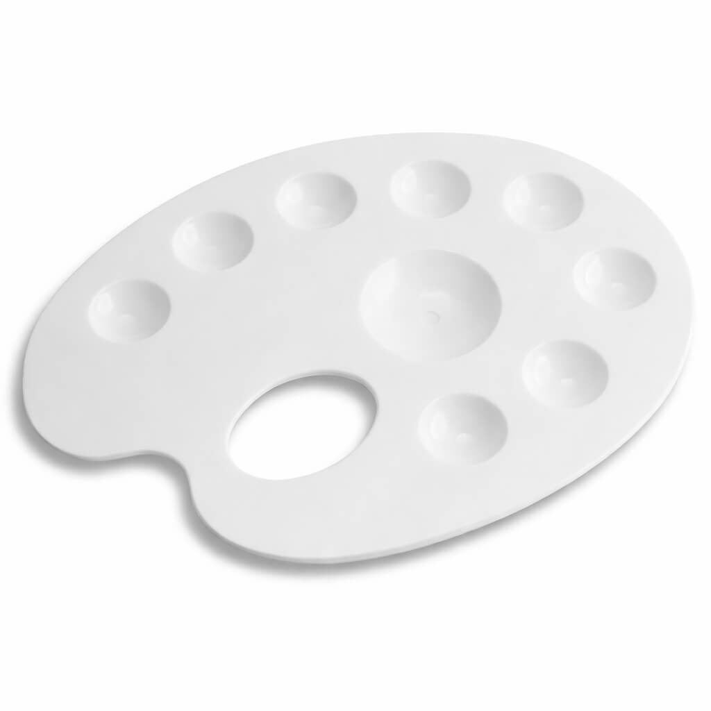 Malerpalette i plast med 9 rum 20x14 cm med tomme farverum