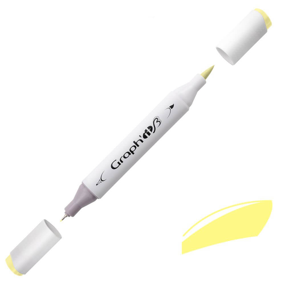 Graph'it Twin Tip Brush Markers Lemon GI81130 alkoholbaseret tusser