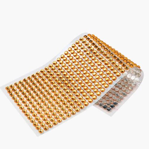 guld selvklæbende runde rhinsten