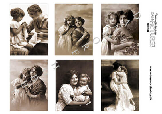 3D ark med nostalgiske billeder af mor og barn fra Dan Design til kortfremstilling