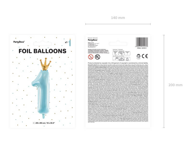 Folie tal ballon nummer 1 lyseblå