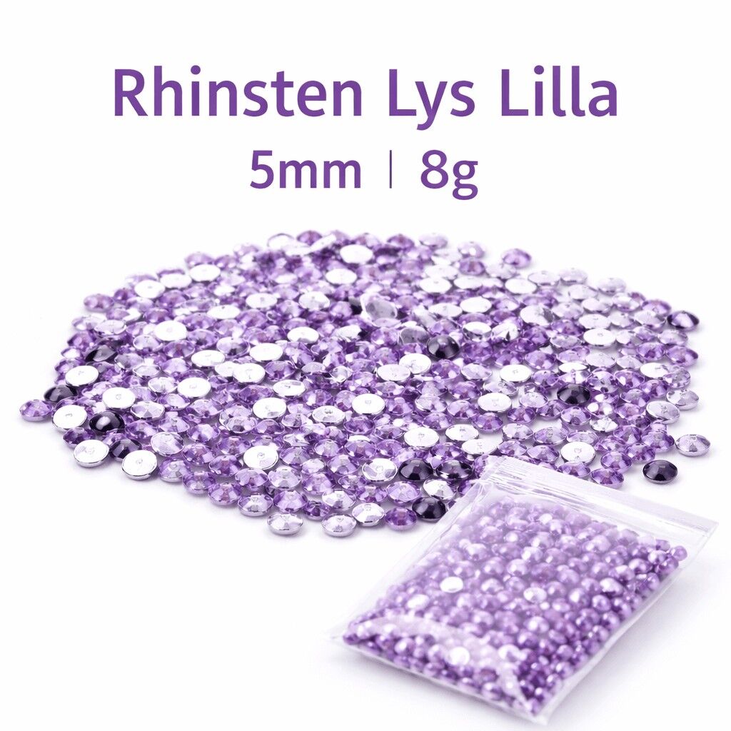 Rhinsten lys lilla 5mm 8g til dekoration og nail art