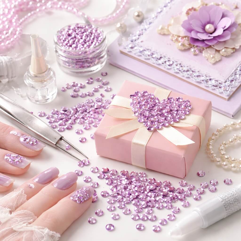 Lys lilla rhinsten til nail art og DIY dekoration med hobbyprojekter
