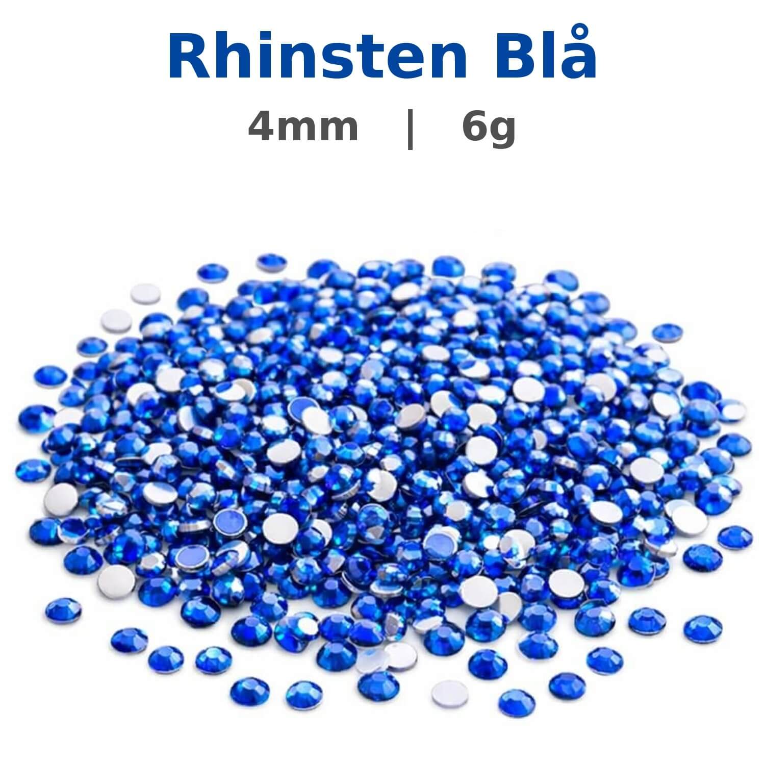Rhinsten blå 4mm – 6g dekorationssten til nail art og DIY