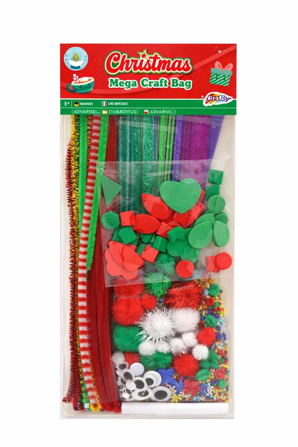 Jule hobbysæt mega pakke med piberensere, pomponer, rulleøjne og kreative materialer til DIY julepynt