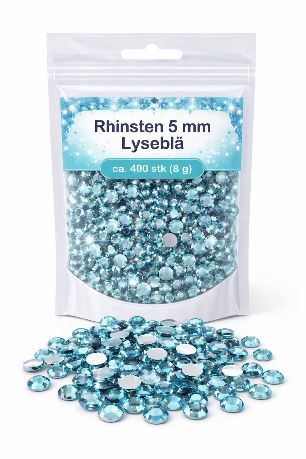 Rhinsten 5 mm lyseblå ca 400 stk facetterede dekorationssten til scrapbooking kortfremstilling negle og DIY hobby