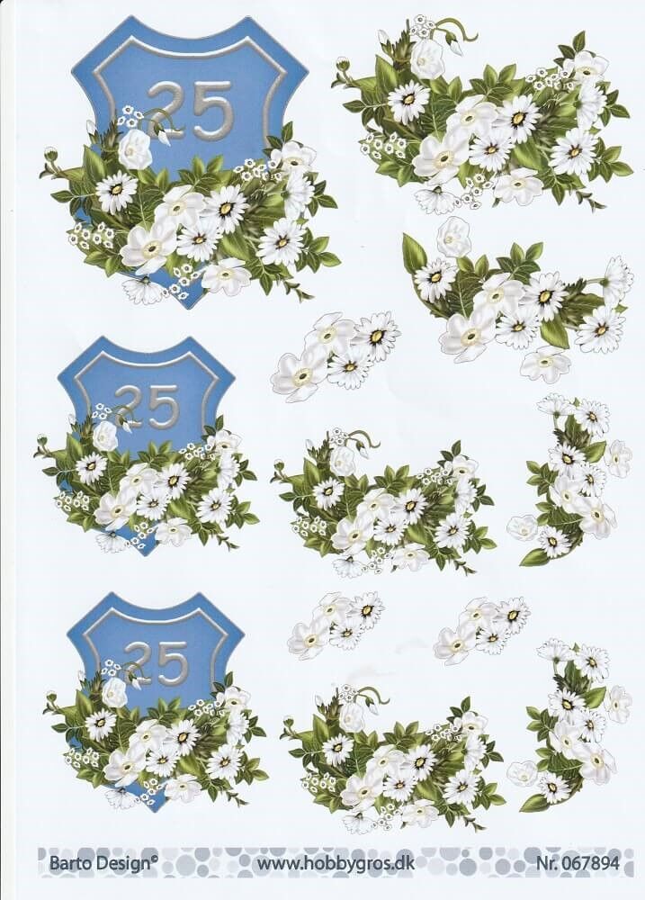3D ark med 25 år emblem og blomster Barto Design 067894