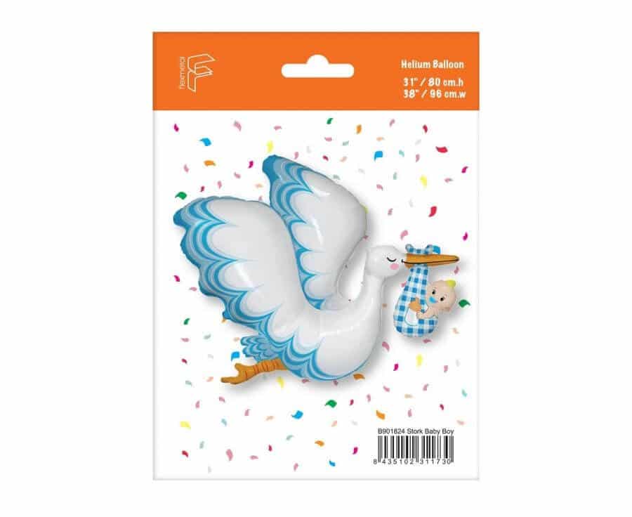 Folie ballon med stork og baby dreng