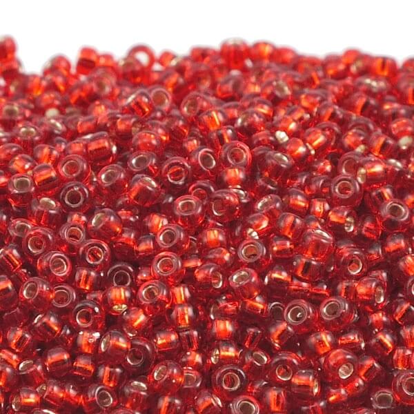 Miyuki perler seed beads 11/0 Silverlined Ruby 11 10g