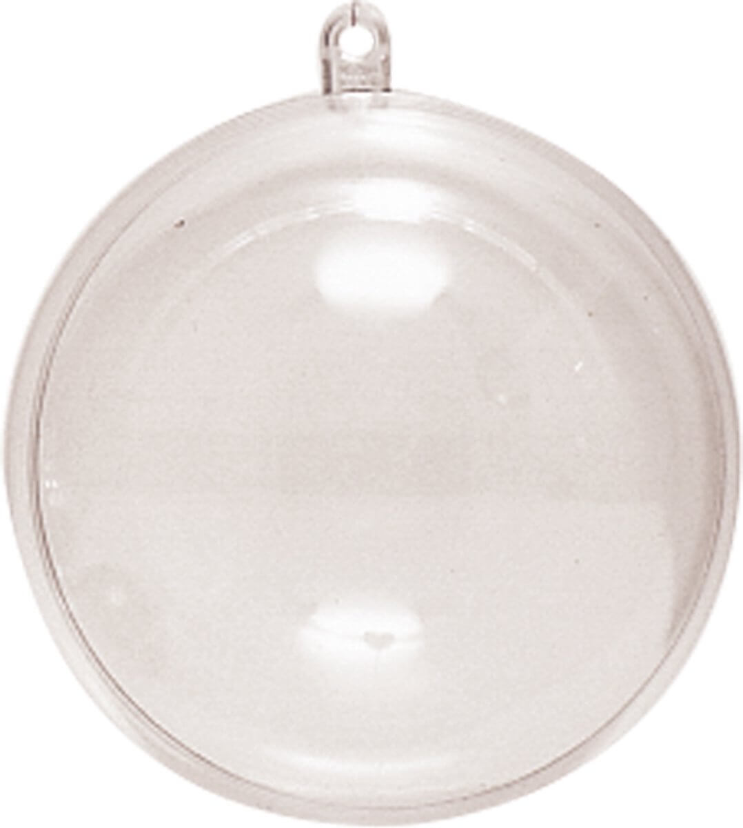 Plastik kugle 2-delt transparent Ø8cm med hul