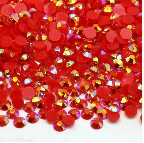 Rhinsten 4mm iriserende rød