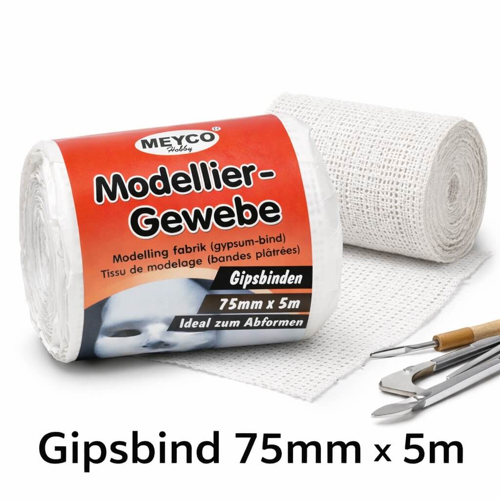 Gipsbind 75mm x 5m i rulle til maskefremstilling og skulpturer