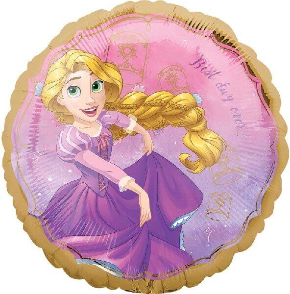 Disney Rapunzel folieballon 45 cm – rund prinsesse ballon til børnefødselsdag og Disney fest pynt