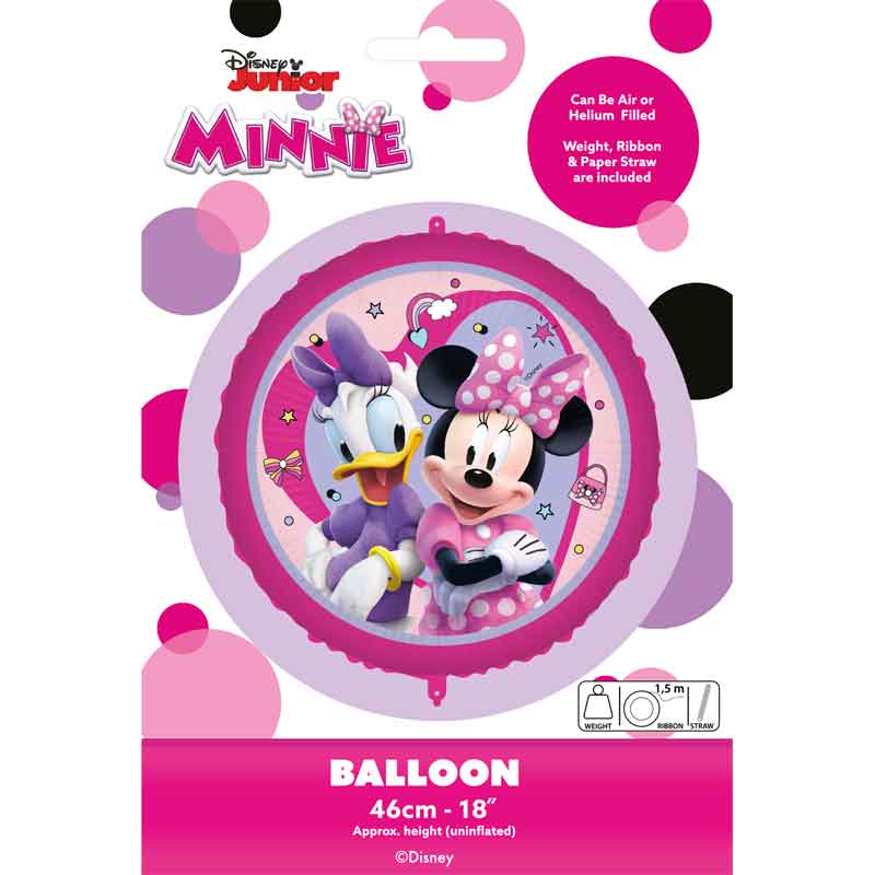 Minnie Mouse Junior folieballon 46 cm med Minnie Mouse og Daisy Duck i original Disney Junior emballage