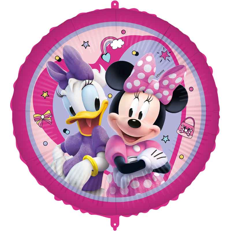 Minnie Mouse Junior folieballon 45 cm med Minnie Mouse og Daisy Duck i lyserødt Disney-design