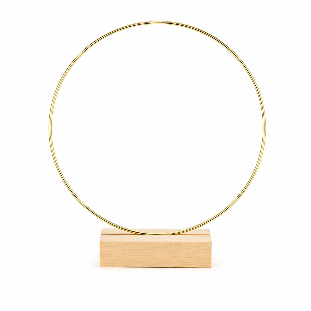 Dekorationsring med træfod 20 cm guld til borddekoration og DIY pynt